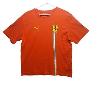 Puma Ferrari Scuderia Racing Mens Large Red Short Sleeve T-Shirt Italy Flag Tee